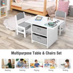 Babyjoy Kids Art Play Wood Table And 2 Chairs Set W/ Storage Baskets Puzzle 17 Babyjoy Kids Art Play Wood Table And 2 Chairs Set W/ Storage Baskets Puzzle -Costway GUEST e294d76e 98d7 4060 bee2 2e023575e52f