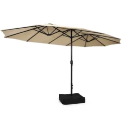Costway 15FT Double-Sided Twin Patio Umbrella Outdoor Market W/ Crank & Base GreyCoffeeTurquoiseBeigeOrangeWine -Costway GUEST e2d74235 4041 4c51 bd1b cc133b9aa43e