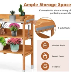 Costway Garden Wooden Potting Bench Work Station Table Tool Storage Shelf W/Hook 17 Costway Garden Wooden Potting Bench Work Station Table Tool Storage Shelf W/Hook -Costway GUEST e2f40bef c18a 47a1 8524 24937528cf88