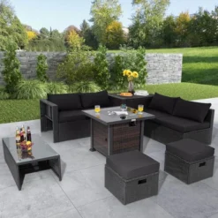 Costway 9 PCS Patio Furniture Set With 32" Fire Pit Table 50,000 BTU Square Propane Fire Pit Black/Grey/Navy/Red/Turquoise/White 26 Costway 9 PCS Patio Furniture Set With 32" Fire Pit Table 50,000 BTU Square Propane Fire Pit Black/Grey/Navy/Red/Turquoise/White -Costway GUEST e3757869 deb7 4f0a 831f 9b8eca78ff80