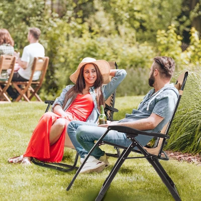 Costway 2PC Oversize Lounge Patio Heavy Duty Folding Recliner 4 Costway 2PC Oversize Lounge Patio Heavy Duty Folding Recliner - Image 2