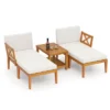Costway 5 PCS Acacia Wood Patio Chaise Lounge Chair Set With 2-Tier Coffee Table Cushions 1 Costway 5 PCS Acacia Wood Patio Chaise Lounge Chair Set With 2-Tier Coffee Table Cushions -Costway GUEST e3b8df4c 1c38 4b46 b70f b5a5faedfb53