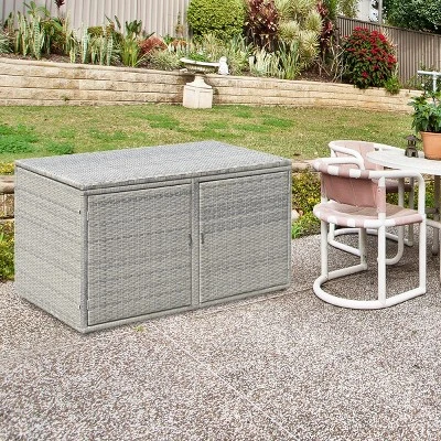 Costway 88 Gallon Garden Patio Rattan Storage Container Box Bin Shelf 3 Costway 88 Gallon Garden Patio Rattan Storage Container Box Bin Shelf