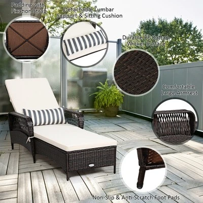 Costway PE Rattan Chaise Lounge Chair Armrest Recliner Adjustable Pillow 9 Costway PE Rattan Chaise Lounge Chair Armrest Recliner Adjustable Pillow - Image 7