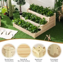 Costway 3-Tier Raised Garden Bed Wood Planter Kit For Flower Vegetable Herb 48x 48x 22in -Costway GUEST e49e58df 1b55 47ea 8b07 ae20b038108d