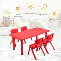 Costway Kids Plastic Rectangular Learn And Play Table Playroom Kindergarten Home Red -Costway GUEST e4bcd3cb 3058 4637 9bf3 e901fa585e49