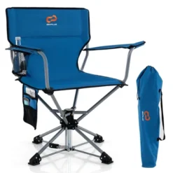 Costway 360° Swivel Hunting Chair With Mesh Cup Holder & Storage Pockets Cozy Backrest Blue/Camo -Costway GUEST e4c1ea9e 1429 4689 b436 b73fab34b930