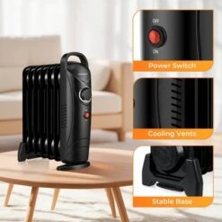 Costway 700W Portable Oil Heater With Adjustable Thermostat & 120 Sq.Ft Heating Range Black/White -Costway GUEST e4d43923 522c 4890 aaeb 6d13b720d795