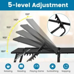 Costway 1/2 PCS Reclining Lounge Chairs Folding Patio Recliner Chair With 5-position Backrest Gray/Black -Costway GUEST e50f7939 f920 4ab1 ad01 255c08e82e32