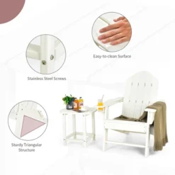 Costway 2 PCS Patio Adirondack Chair Side Table HDPE Weather Resistant Cup Holder Navy/White -Costway GUEST e52ef69c 07b0 4056 ba0b ea02a574d370