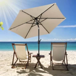 Costway 7.5 Ft Solar Powered Patio Umbrella With LED Lights Push Button Tilt Crank Handle Beige/Gray/Navy/Black/Brown/Red -Costway GUEST e5842863 f1cf 48d8 b04e 913c3e8042bd