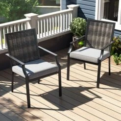 Costway Patio Wicker Chairs Set Of 2/4 Stackable Rattan Armchairs With Removable Cushions -Costway GUEST e5924cb5 b96e 48dd 96a7 685d0752edd5