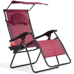 Costway Folding Recliner Zero Gravity Lounge Chair W/ Shade Canopy Cup Holder Wine -Costway GUEST e59ddfd6 b4e2 4b82 8e24 3d4b2c7a04b8