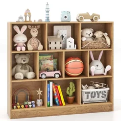 Costway 10-Cube Bookcase For Kids 41"Wooden Toy Storage Organizer For Kid’s Room White/Natural 22 Costway 10-Cube Bookcase For Kids 41"Wooden Toy Storage Organizer For Kid’s Room White/Natural -Costway GUEST e5ad230b 3e62 4295 8003 05acab9857d7