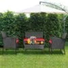 Costway 4PCS Patio Rattan Furniture Set Cushioned Sofa Coffee Table Backyard TurquoiseRed -Costway GUEST e60c6f38 36d7 4153 a79d 780eefe05663