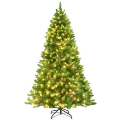 Costway 4.5Ft6.5Ft7.5Ft Pre-lit Hinged Christmas Tree W/ Pine Cones Red Berries And 300450450 LED Lights -Costway GUEST e64ce20b f50b 4e3d a4a4 9a163811d82b