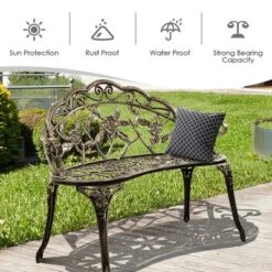 Costway Outdoor Garden Bench Chair Loveseat Cast Aluminum Patio Antique Rose -Costway GUEST e65d12c3 4d20 4fc9 a6bf dcb4f30dc963