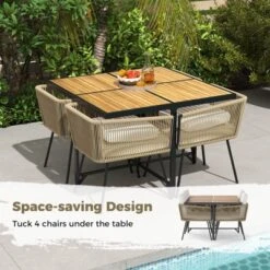 Costway 5 Pieces Patio Dining Set Outdoor Rectangular Table And Chairs Furniture Set -Costway GUEST e67f2501 ac14 423f b362 a05396de842c