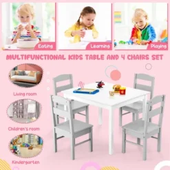 Costway Kids 5 Piece Table & Chair Set Wooden Children Activity Playroom Furniture Gift -Costway GUEST e69c37eb 6777 4ef9 83b7 e4d5ef4fce65