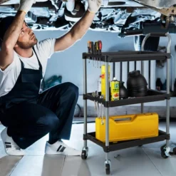 Costway 3 Layer Utility Rolling Tool Cart With Lockable Universal Wheels Ergonomic Handle -Costway GUEST e6b2e73f 617a 4b47 a4c7 e8cc75786d31