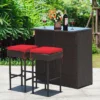 Costway 3PCS Patio Rattan Wicker Bar Table Stools Dining Set Cushioned Chairs Garden Red -Costway GUEST e6d1c319 34ca 4a1d 9412 af99e8aad1d9