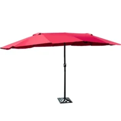 Costway 15' Market Outdoor Umbrella Double-Sided Twin Patio Umbrella With Crank Wine -Costway GUEST e79b276e b651 4576 861f 59ec98703709