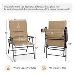 Costway Patio Padded Folding Portable Chair Camping Dining Outdoor Beach Chair GreyBrown -Costway GUEST e79d35f7 c19c 4c6e 9117 2f089548f299