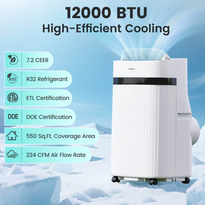 Costway 12000 BTU Portable Air Conditioner With Fan & Dehumidifier Sleep Mode 24H Timer 3 Costway 12000 BTU Portable Air Conditioner With Fan & Dehumidifier Sleep Mode 24H Timer