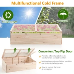 Costway Wooden Cold Frame Greenhouse Flower Planter Raised Plants Bed Protection -Costway GUEST e82f2f28 8006 4243 bab5 ae84c22507d1
