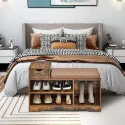 Costway 2-tier Shoe Bench Storage Shoe Rack Organizer Cabinet With Cushion For Entryway -Costway GUEST e845759c 0848 4c6c a215 8e30f809e710