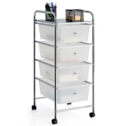 Costway 4-Drawer Cart Storage Bin Organizer Rolling W/Plastic Drawers YellowClearMulticolorRainbow 19 Costway 4-Drawer Cart Storage Bin Organizer Rolling W/Plastic Drawers YellowClearMulticolorRainbow -Costway GUEST e8877fc6 5984 4b3f 870f 34ab2b80858c