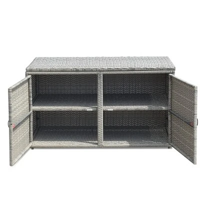 Costway 88 Gallon Garden Patio Rattan Storage Container Box Bin Shelf 11 Costway 88 Gallon Garden Patio Rattan Storage Container Box Bin Shelf - Image 9