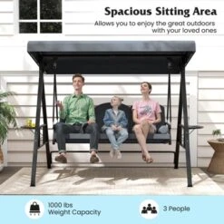 Costway 3-Seat Patio Swing Chair With Adjustable Canopy Thickened Cushions Pillow Navy/Gray 19 Costway 3-Seat Patio Swing Chair With Adjustable Canopy Thickened Cushions Pillow Navy/Gray -Costway GUEST e9b3074d daeb 401b 8f45 e59f06e4dfd2