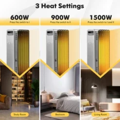 Costway 1500W Oil-Filled Radiator Heater Portable Electric Space Heater 3 Heat Settings -Costway GUEST e9be39ce 4e4a 4c56 8acc 05bad93b1aae
