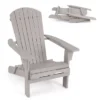 Costway Folding Adirondack Chair Set Of 1/4 With High Backrest & Wide Armrests Wooden Grey