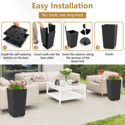 Costway 2PCS Outdoor Wicker Flower Pot 22.5''Tall Planters With Drainage Hole Black/Coffee 7 Costway 2PCS Outdoor Wicker Flower Pot 22.5''Tall Planters With Drainage Hole Black/Coffee - Image 5