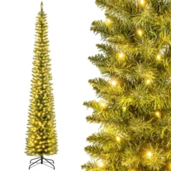 Costway 5/6/7/99 FT Pre-Lit Pencil Christmas Tree With 400 LED Lights & 699 Branch Tips Party -Costway GUEST e9f44b76 0acf 4774 a637 f01fca701d99
