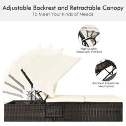Costway Patio Rattan Lounge Chair Chaise Cushioned Top Canopy Adjustable White -Costway GUEST ea591b3b bfa6 4810 8ad7 9b32a4a164bf