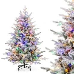 Costway 4.5/6/7 FT Flocked Christmas Tree With 8 Lighting Modes 160/260/350 Multi-Color LED Lights -Costway GUEST ea77bf63 5b94 4d45 96c0 d93f54d4b244