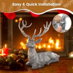 Costway Sitting Reindeer Statue Christmas Decor Statue Aluminum 17.5" X 15" X 17.5" -Costway GUEST ea8d11d9 03e5 4ae1 906f a568bb33d461