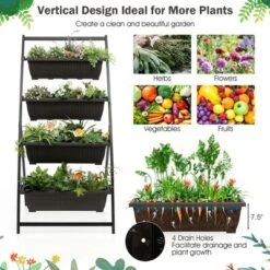 Costway 2PCS 5 FT 4-Tier Vertical Raised Garden Bed Elevated Planter W/4 Container Boxes 18 Costway 2PCS 5 FT 4-Tier Vertical Raised Garden Bed Elevated Planter W/4 Container Boxes -Costway GUEST eaf97278 a770 4d94 9783 0fae5947f331