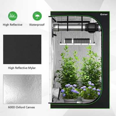 Costway 4x4 Grow Tent, 48''x48''x80'' High Reflective Mylar W/Observation Window GrayBlack 5 Costway 4x4 Grow Tent, 48''x48''x80'' High Reflective Mylar W/Observation Window GrayBlack - Image 3