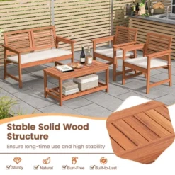Costway 4 PCS Patio Conversation Set With Soft Seat Cushions 2-Tier Rectangle Coffee Table -Costway GUEST eb20b13c ce6d 4b27 a684 787eea428953