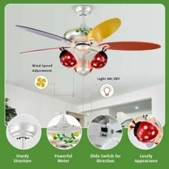 Costway 52'' Ceiling Fan With Light Kids Fan Light W/Pull Chain Control Beetle Multicolor 19 Costway 52'' Ceiling Fan With Light Kids Fan Light W/Pull Chain Control Beetle Multicolor -Costway GUEST eb33df78 0aee 4672 9c54 6c02760cf146