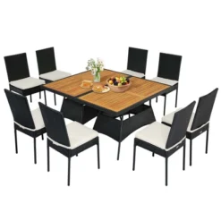 Costway 10 PCS Patio Rattan Dining Set Rectangular Wood Top Tables Cushioned Chair Garden 14 Costway 10 PCS Patio Rattan Dining Set Rectangular Wood Top Tables Cushioned Chair Garden -Costway GUEST eb638914 d68c 43d5 ad05 450ac6054b11