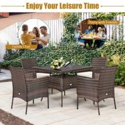 Costway 5PCS Patio Rattan Dining Furniture Set Armrest Sofa Chair Glass Table 13 Costway 5PCS Patio Rattan Dining Furniture Set Armrest Sofa Chair Glass Table -Costway GUEST eb63e6d6 6f2a 4caf 8b5a 3cce8c1ab02e