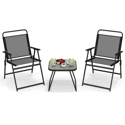 Costway 3pcs Patio Folding Conversation Chairs&Table Heavy-Duty Metal Outdoor Portable 11 Costway 3pcs Patio Folding Conversation Chairs&Table Heavy-Duty Metal Outdoor Portable - Image 9