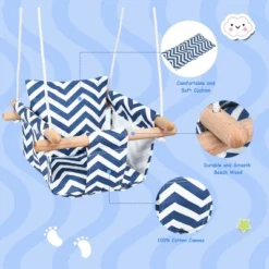 Costway Baby Canvas Hanging Swing Cotton Hammock Toy For Toddler BluePink -Costway GUEST eb99df29 8e1c 4e18 aa7e bf5eefa2fbeb