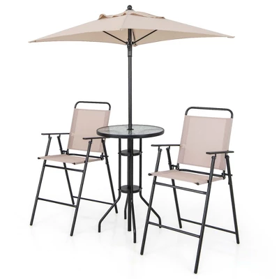Costway 4PCS Patio Bistro Set Folding Counter Height Chairs Round Bar Table& Umbrella 11 Costway 4PCS Patio Bistro Set Folding Counter Height Chairs Round Bar Table& Umbrella - Image 9