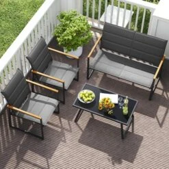 Costway 4/8 PCS Patio Furniture Setwith Padded Fabric Seat & Wood-Plastic Armrests Table 14 Costway 4/8 PCS Patio Furniture Setwith Padded Fabric Seat & Wood-Plastic Armrests Table -Costway GUEST ebba1b66 824b 4d6c ad19 821ab2dc4bf1